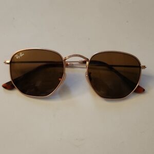 Hexagonal Sunglasses with Gold Frame